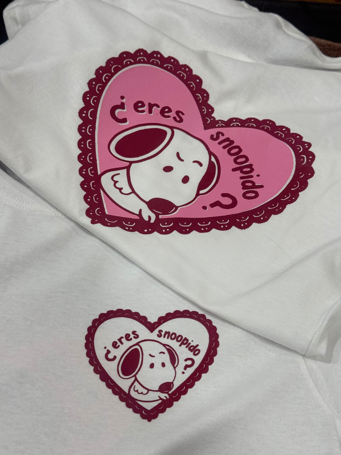 Diseño Snoopy ¿eres snoopido? en corazón rosa