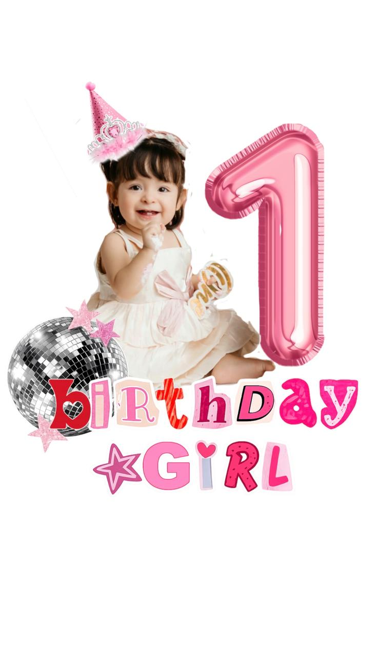 Diseño personalizado Birthday Girl con globo y niña
